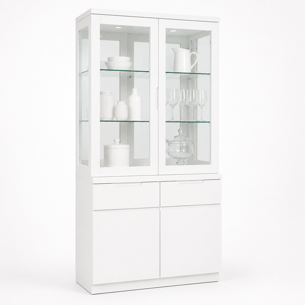 Dallas : Buffet & Hutch Cabinet White 1m