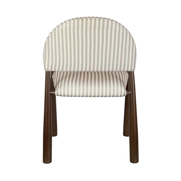 Egypt: Dining Chair Walnut Beige Striped Fabric