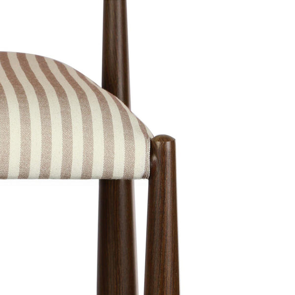 Egypt: Dining Chair Walnut Beige Striped Fabric