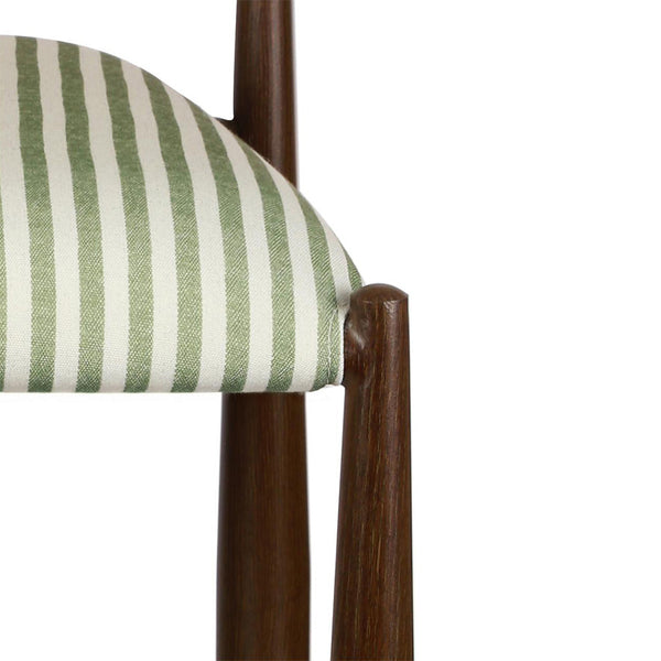 Egypt: Dining Chair Walnut Moss Striped Fabric