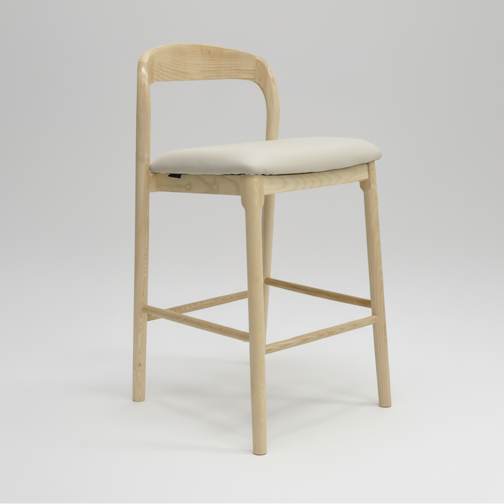 Ellie : Bar Stool Ash Frame with Taupe Pu Seat