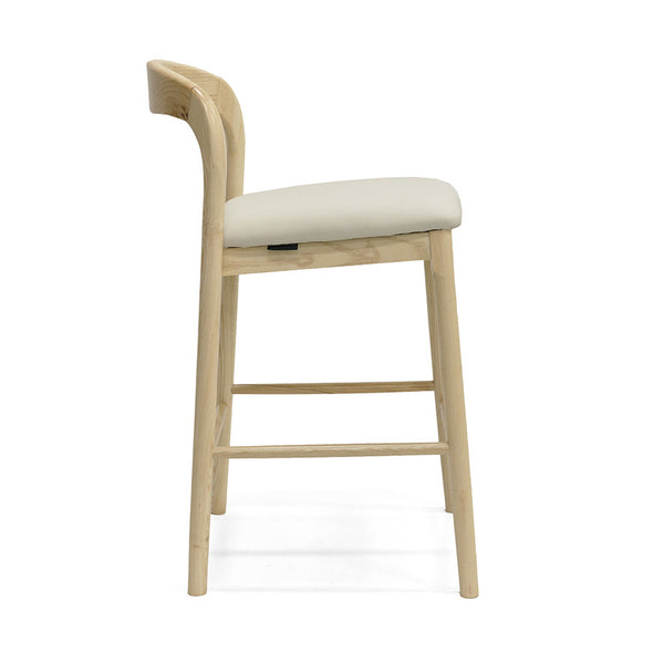 Ellie : Bar Stool Ash Frame with Taupe Pu Seat