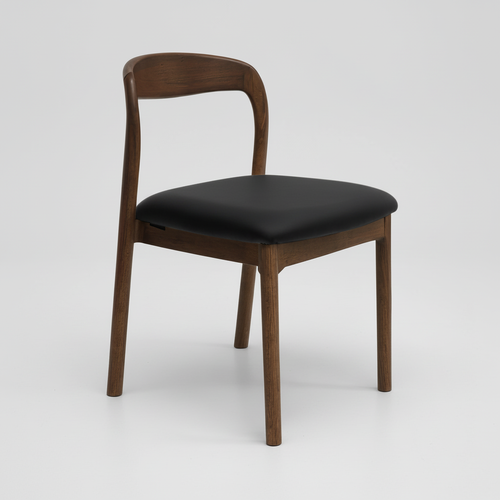 Ellie : Dining Chair Walnut Frame with Black Pu Seat