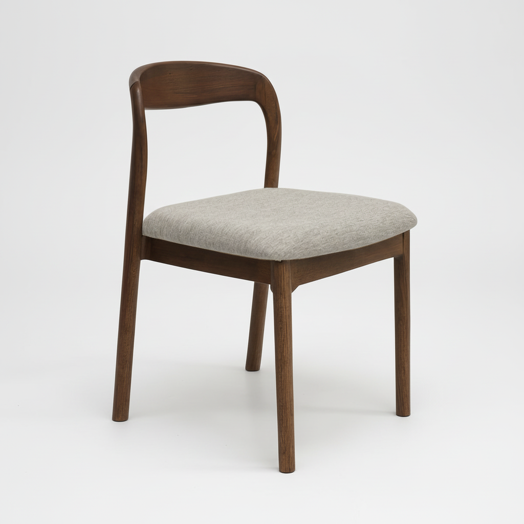 Ellie : Dining Chair Walnut Frame with Stone Fabric Seat