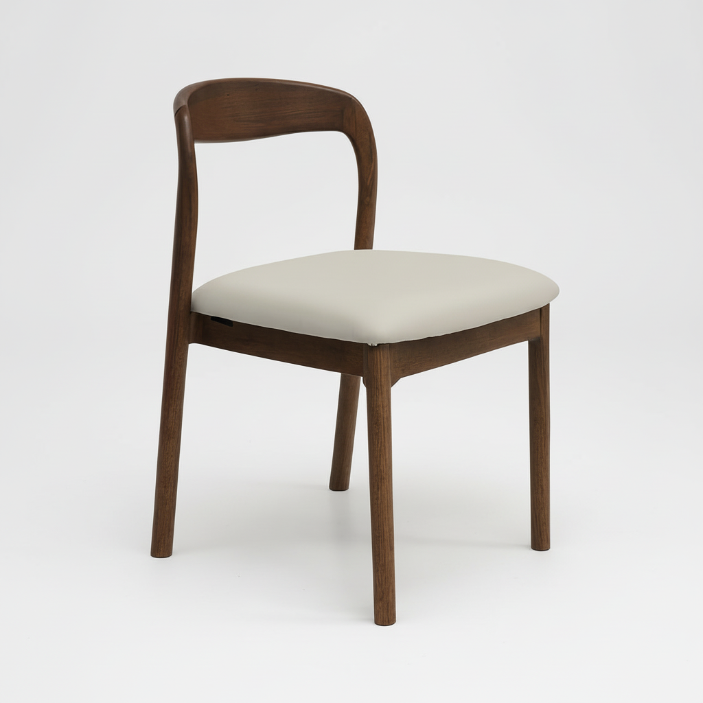 Ellie : Dining Chair Walnut Frame with Taupe Pu Seat