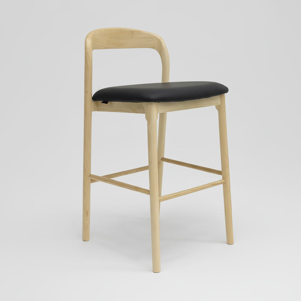 Ellie : Bar Stool Ash Frame with Black Pu Seat