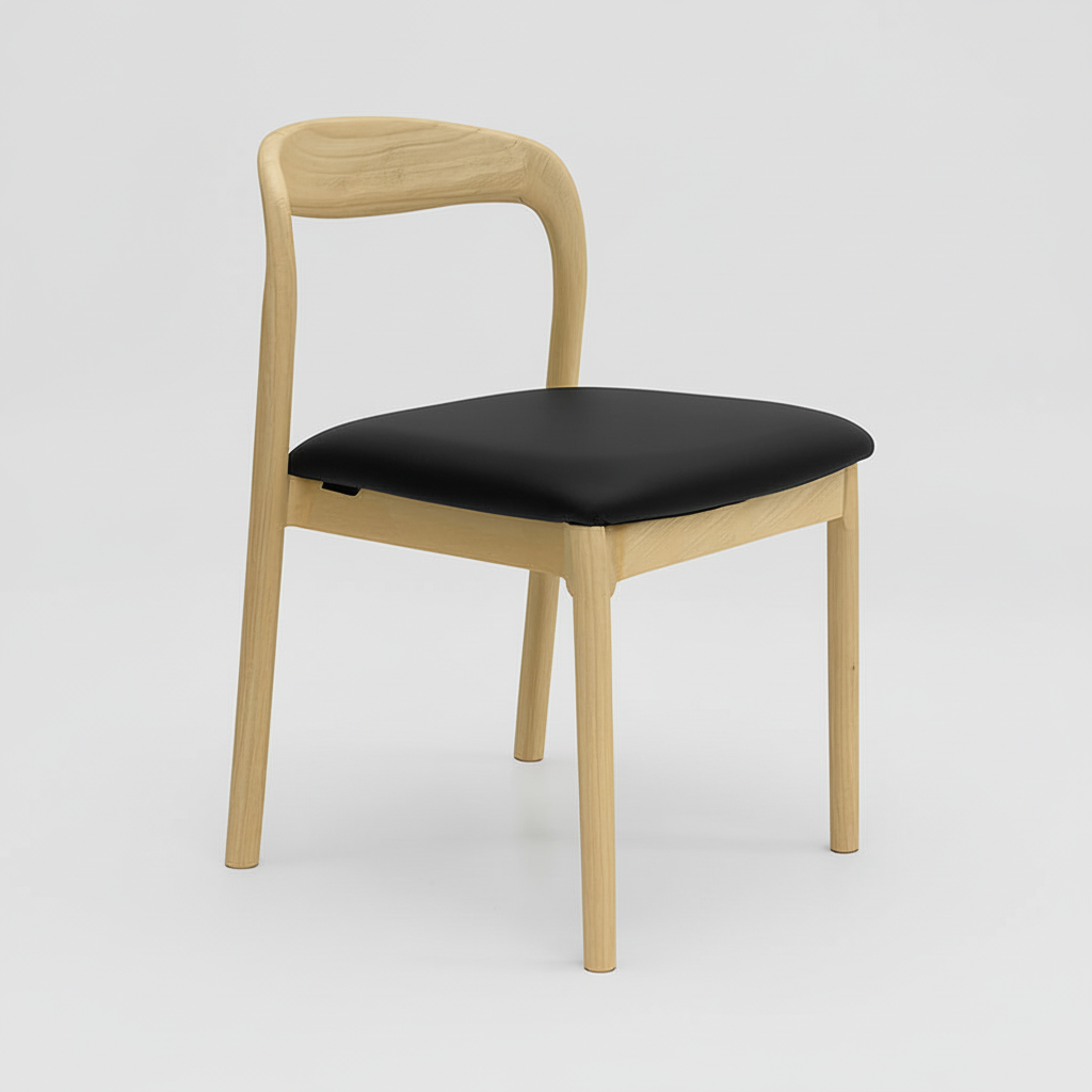Ellie : Dining Chair Ash Frame with Black Pu Seat