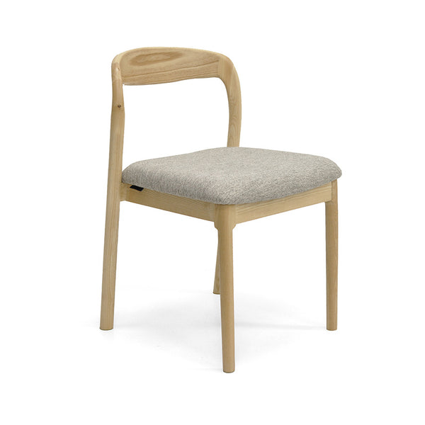 Elle : Dining Chair Ash Frame with Stone Fabric Seat