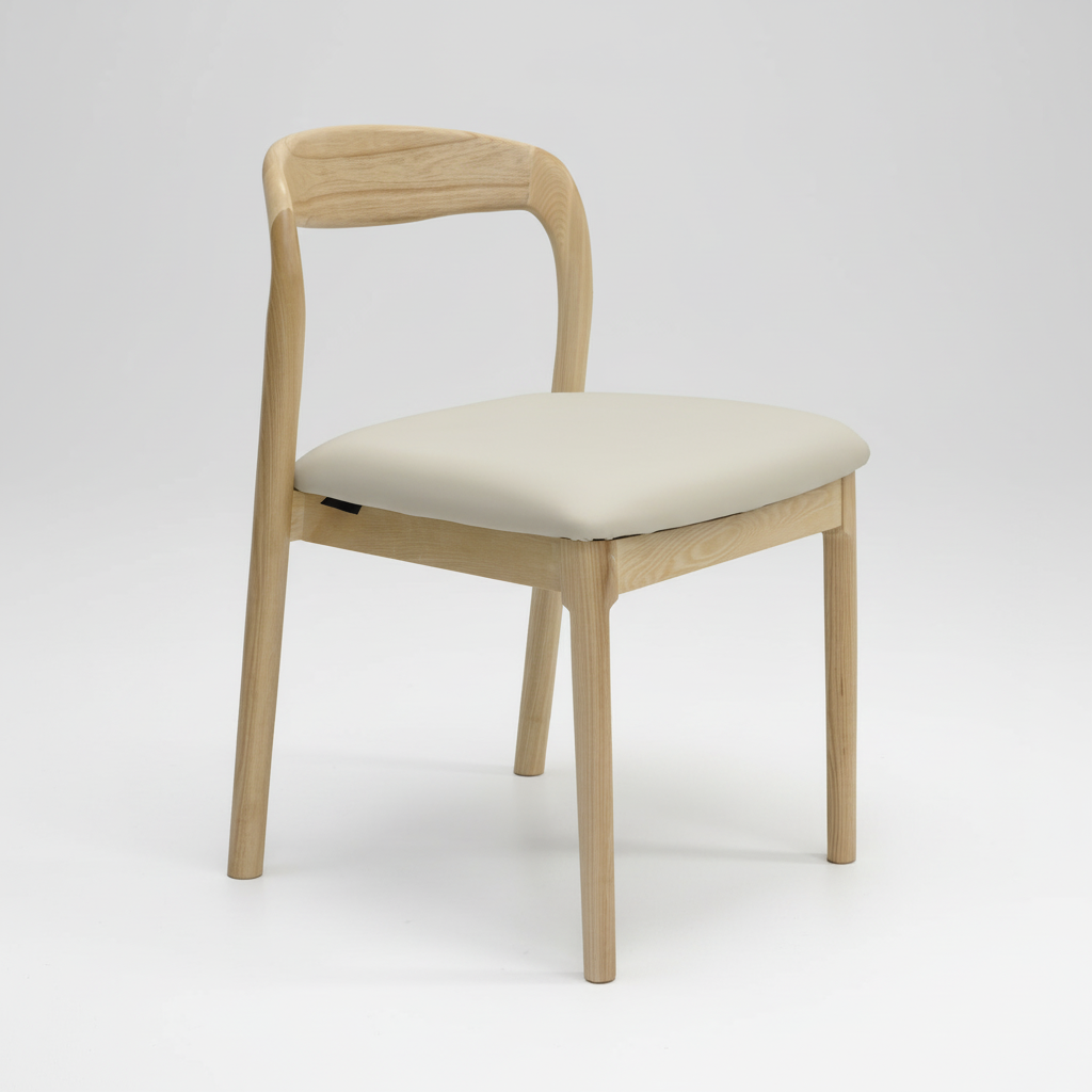 Ellie : Dining Chair Ash Frame with Taupe Pu Seat