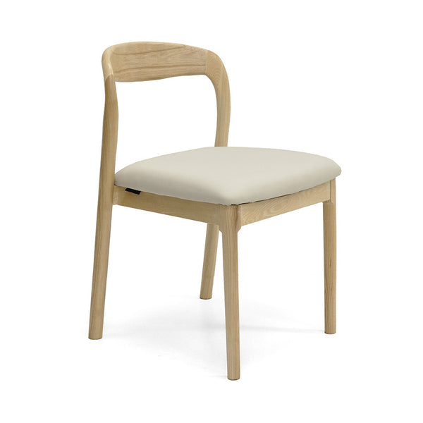 Elle : Dining Chair Ash Frame with Taupe Pu Seat