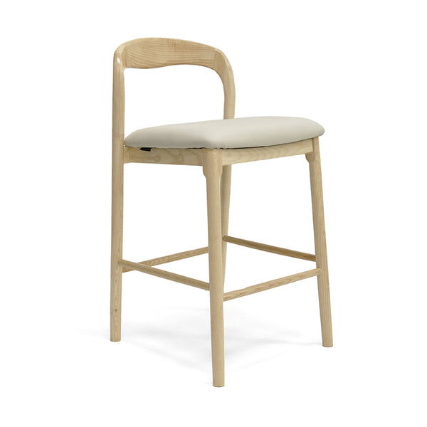 Elle : Bar Stool Ash Frame with Taupe Pu Seat