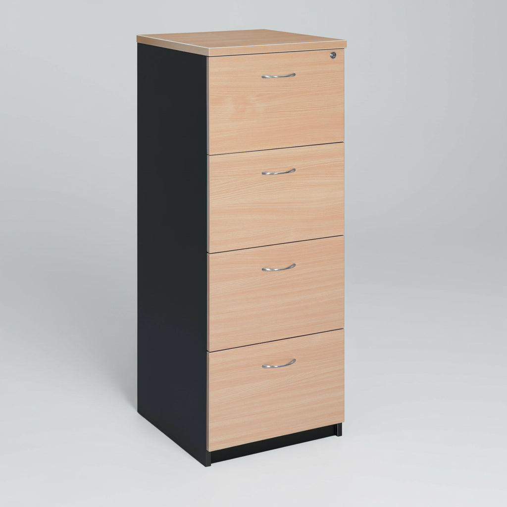Ergo : Four Drawer Filing Cabinet Beach / Iron Grey