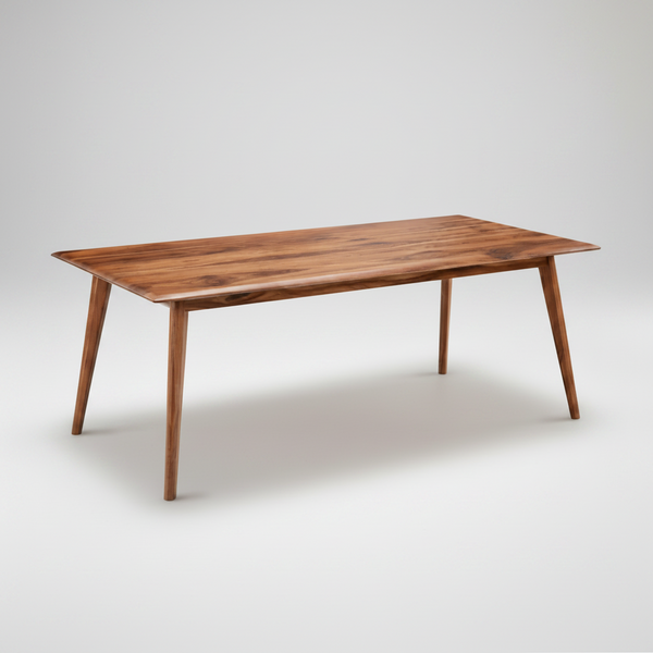 Evie Retro Solid Timber Dining Table Blackwood Rectangle 4 Legs Angle