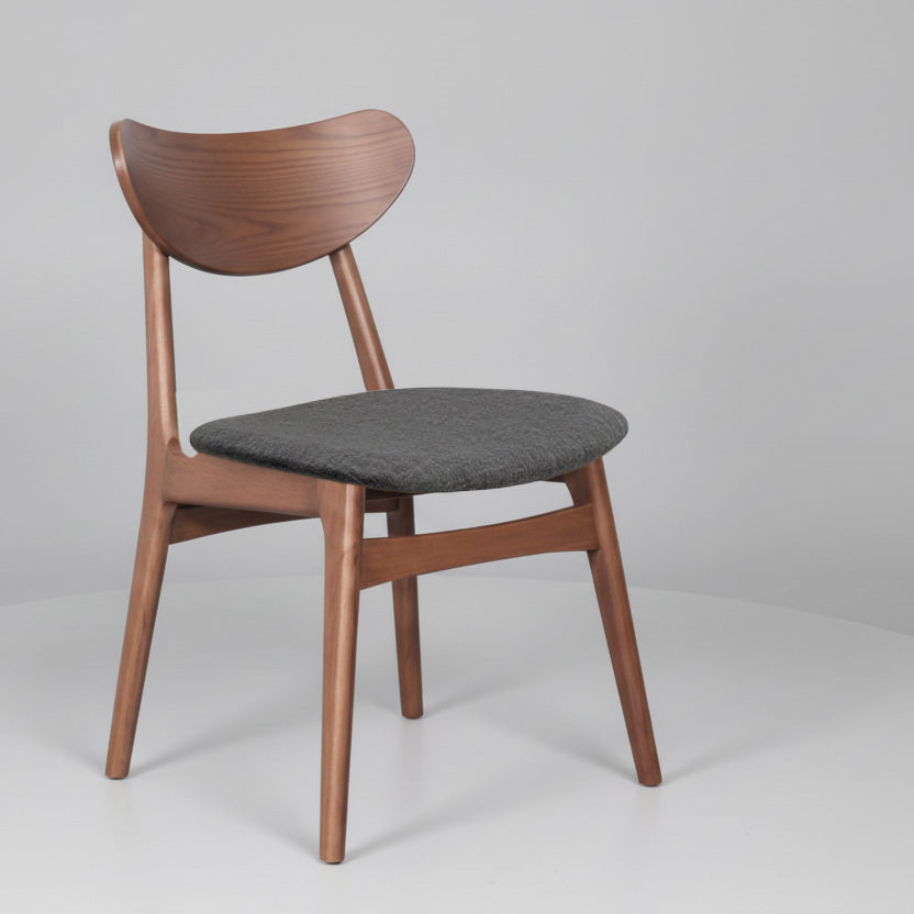 Finland : Dining Chair Light Walnut Frame with Espresso Fabric