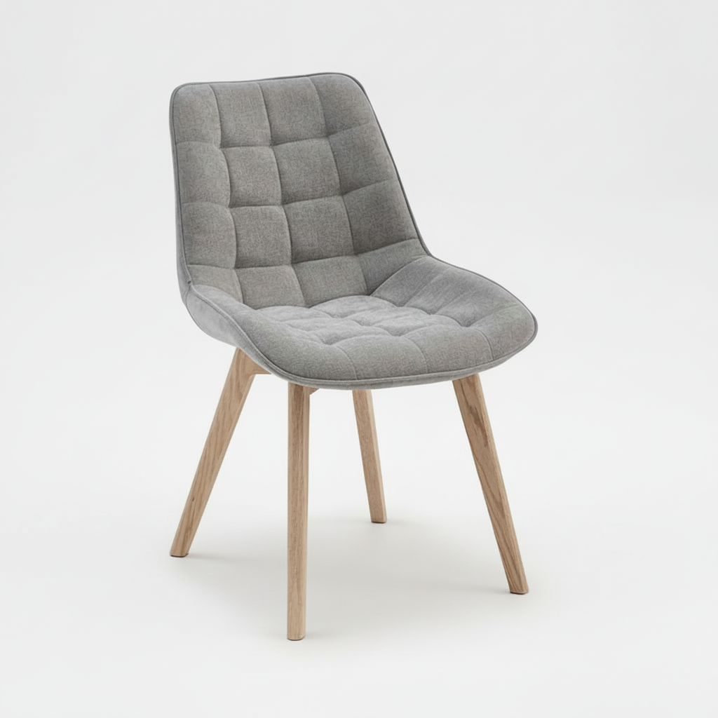Forest : Dining Chair Natural with Light Grey Fabric