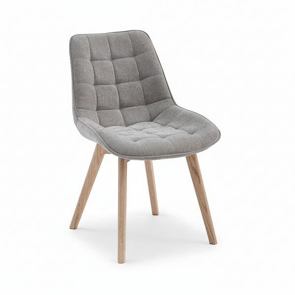 Forest : Dining Chair Natural with Light Grey Fabric