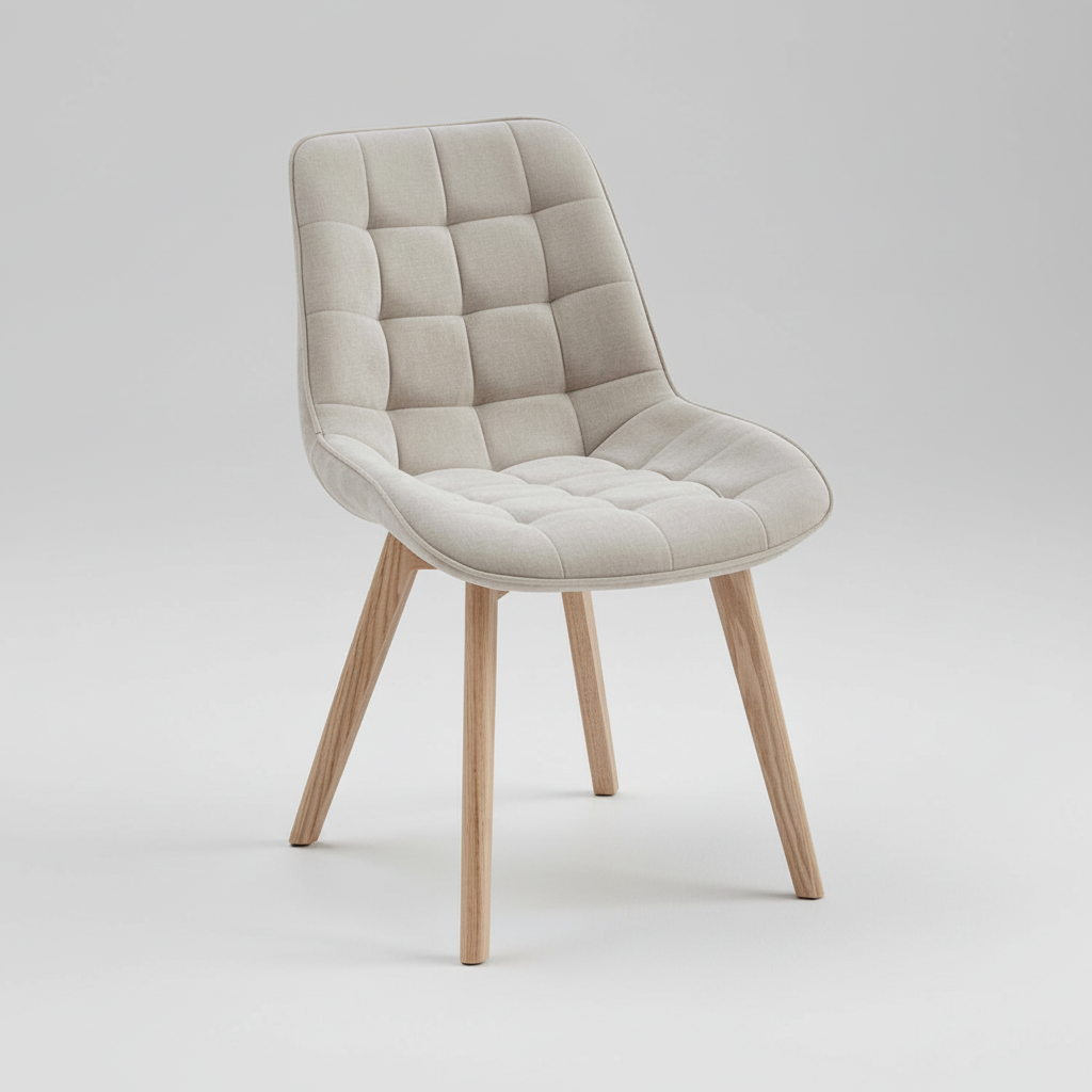 Forest : Dining Chair Natural with Taupe Fabric