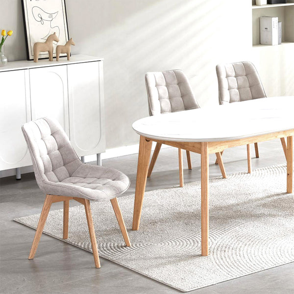 Forest : Dining Chair Natural with Taupe Fabric