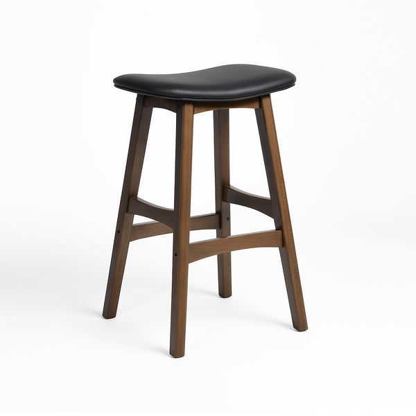 Gangnam : Bar Stool Light Walnut Frame Black Pu Seat