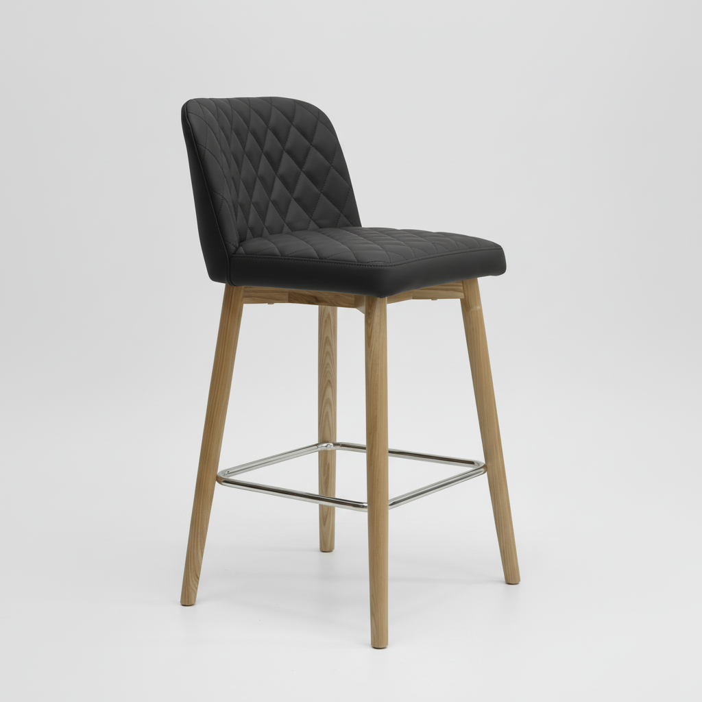 Grace : Bar Stool in Black Leather