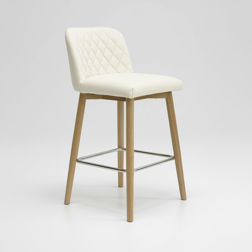 Grace : Bar Stool in White Leather