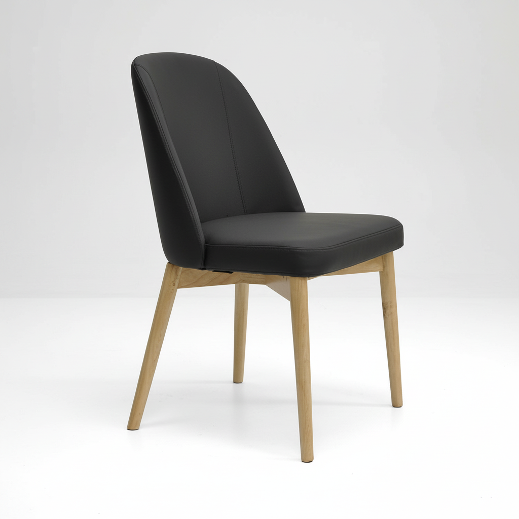 Halo : Dining Chair Ash Frame with Black Leather