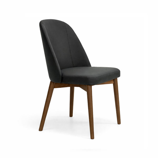 Halo : Dining Chair Walnut Frame with Black Leather