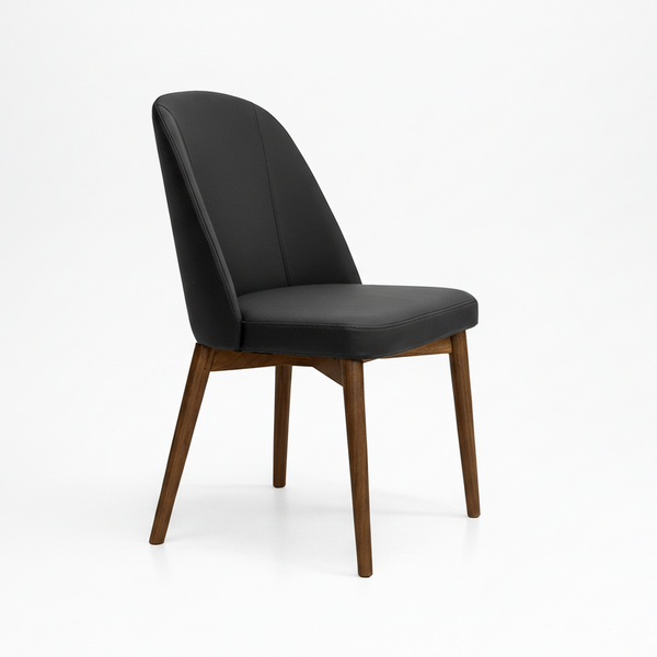 Halo : Dining Chair Walnut Frame with Black Leather