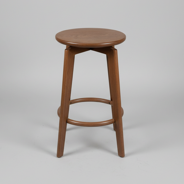 Sandown : Bar Stool Solid Seat Light Walnut