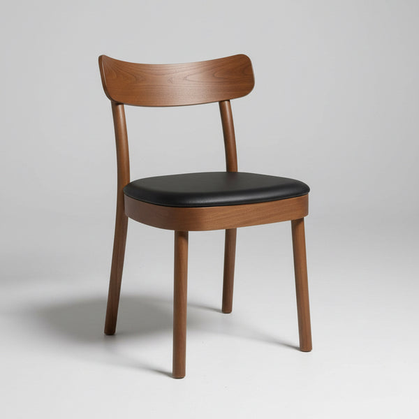 Vue : Dining Chair Light Walnut Frame Black Seat