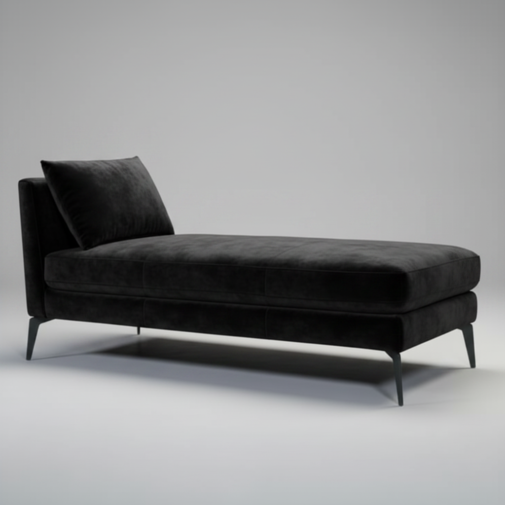 Jasper : Chaise Sofa in Fabric or Leather with Black Legs