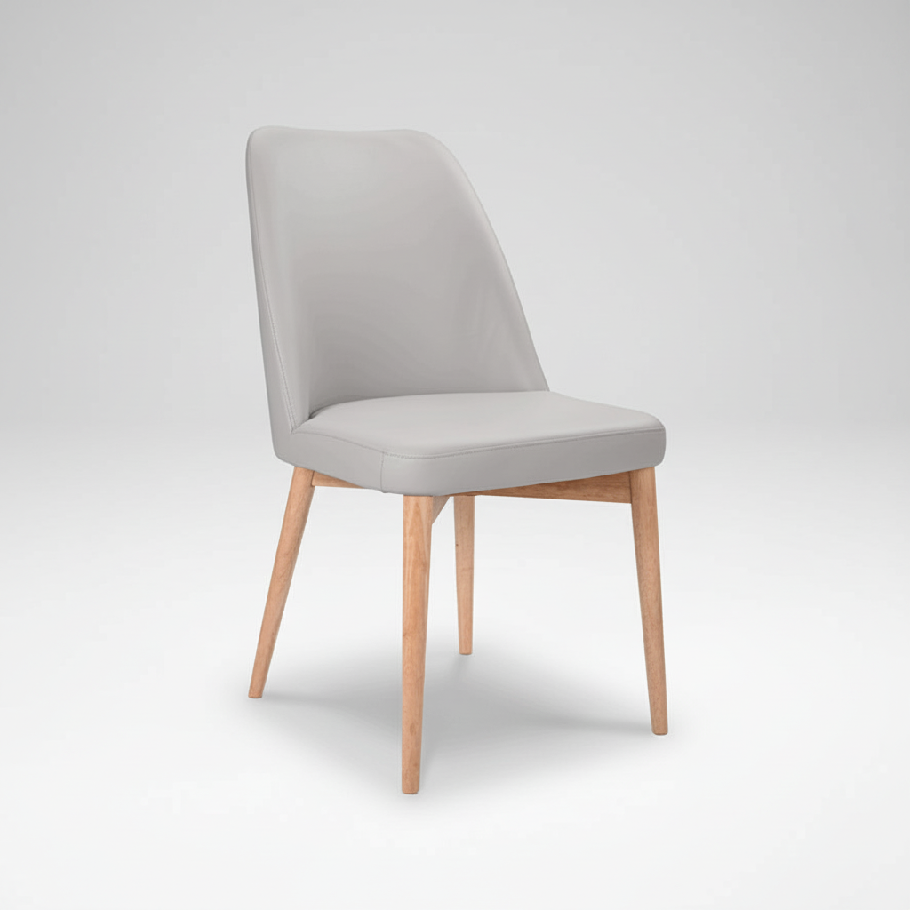 Jasper : Dining Chair Light Grey Leather