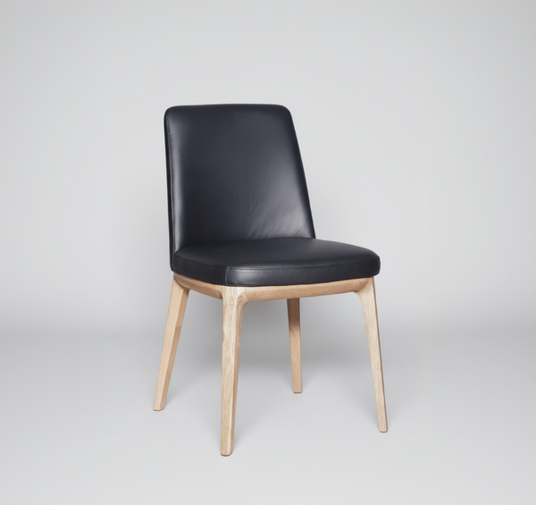 Juno : Dining Chair Natural / Black Leather