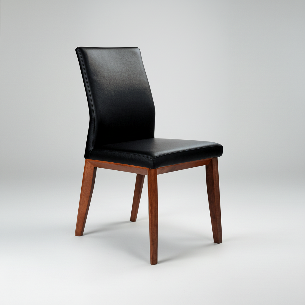 Kobe : Leather Dining Chair Blackwood Frame Black Leather