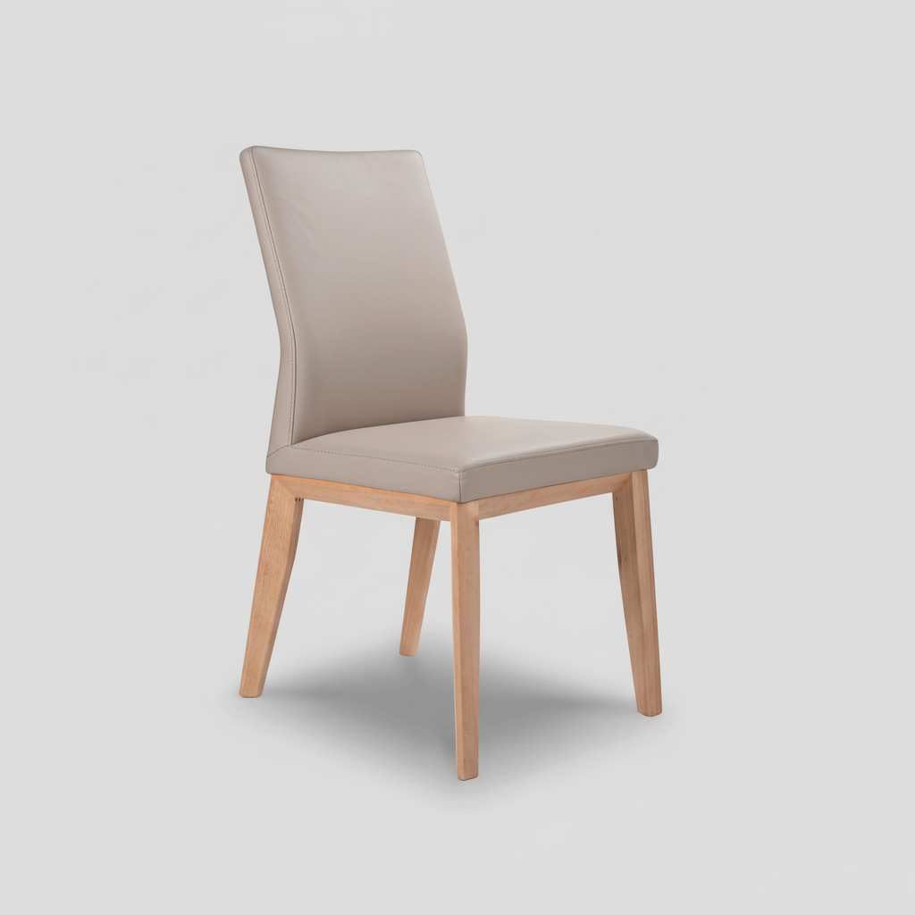 Kobe : Leather Dining Chair Natural Frame Light Mocha Leather