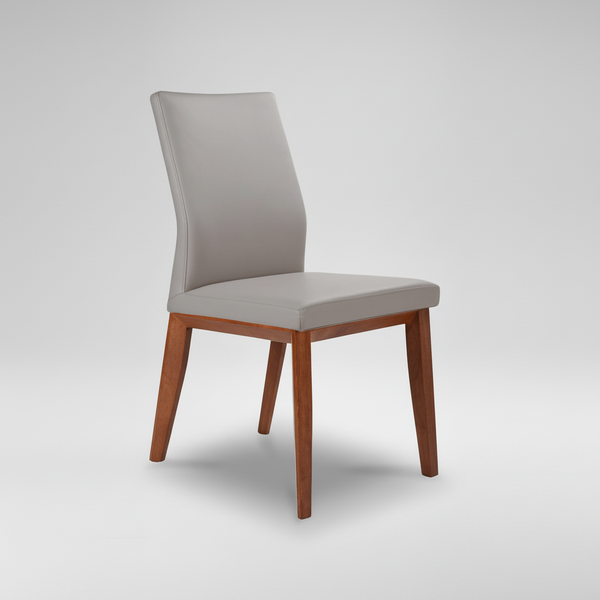 Kobe : Leather Dining Chair Blackwood Frame Mid Grey Leather
