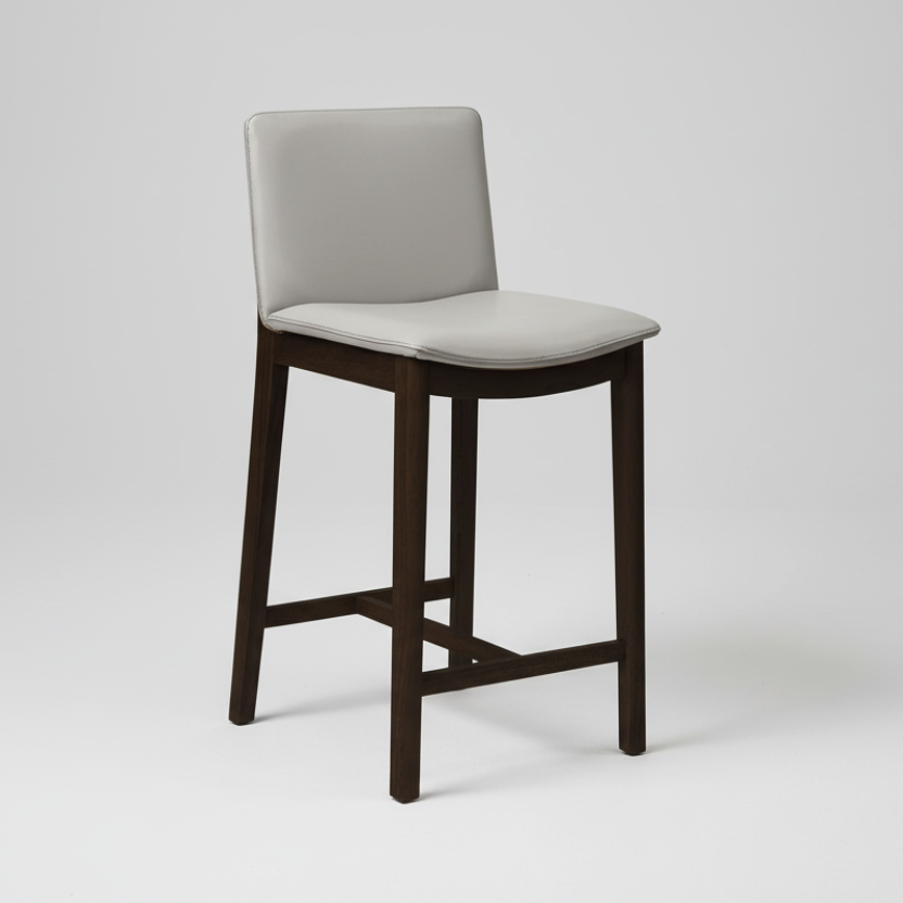 Koda : Bar Stool Pewter Leather Black Frame