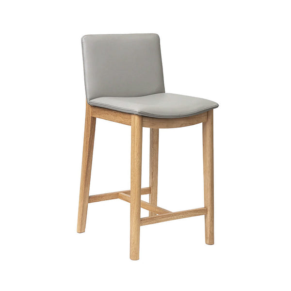 Koda : Bar Stool Pewter Leather Oak Frame