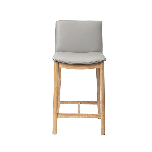 Koda : Bar Stool Pewter Leather Oak Frame