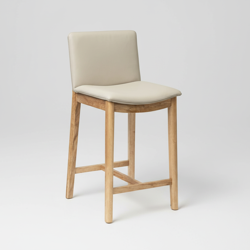 Koda : Bar Stool Wheat Leather Oak Frame