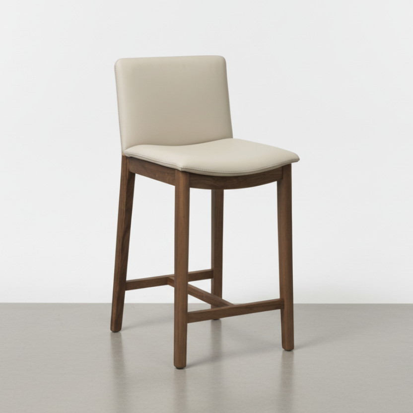 Koda : Bar Stool Wheat Leather Walnut Frame