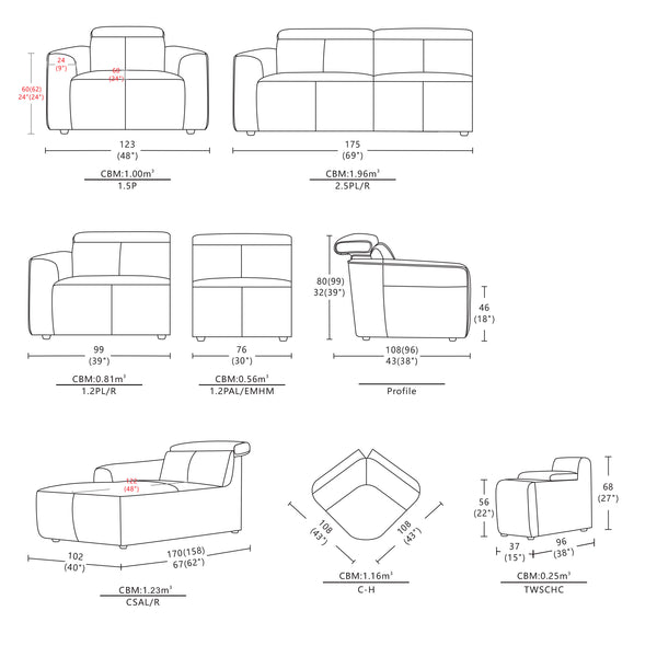 Kove: Modular Corner Sofa Electric Recliner in Fabric