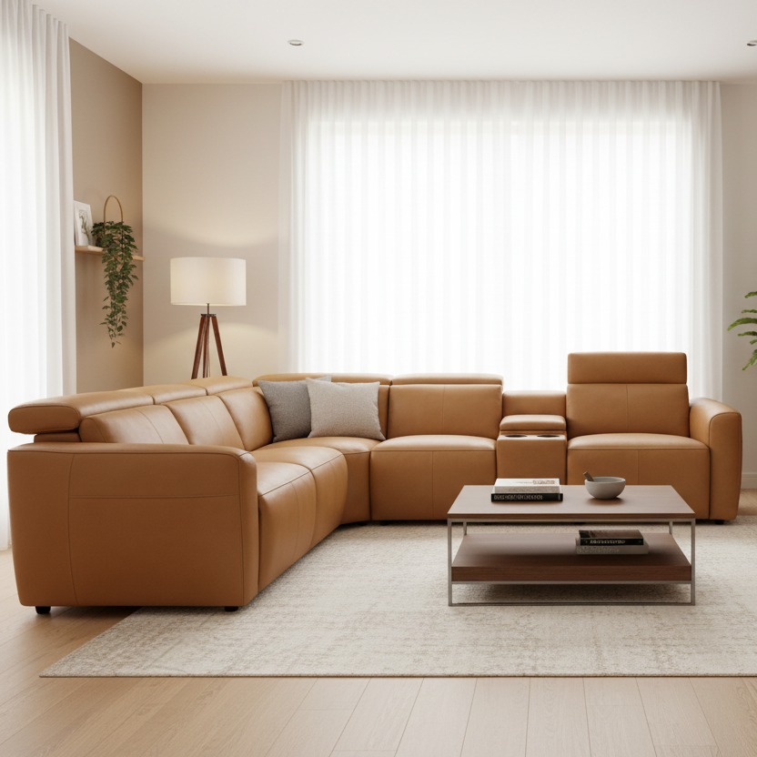 Kove: Modular Corner Sofa Electric Recliner in Leather