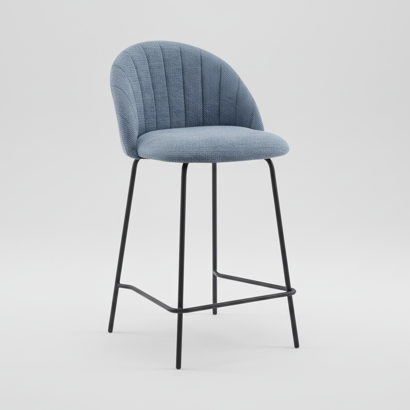 Kudu : Bar Stool Blue Fabric