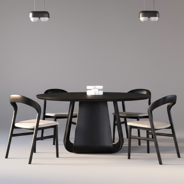 Lambert : Round Dining Setting with Willow Chairs Black