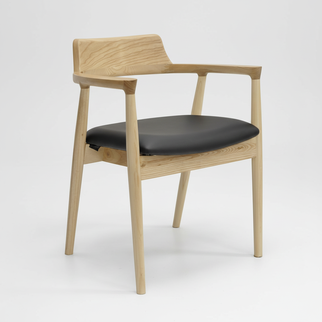 Luma : Dining Chair Natural Ash Frame with Black Pu Seat