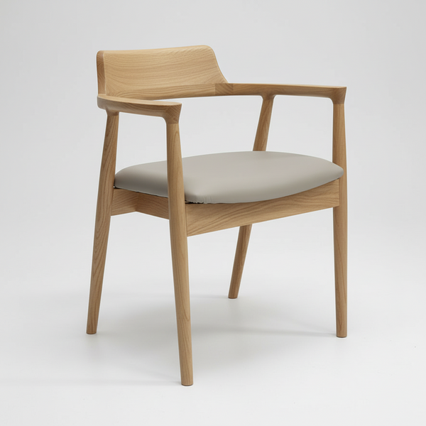 Luma : Dining Chair Natural Ash Frame with Taupe Pu Seat