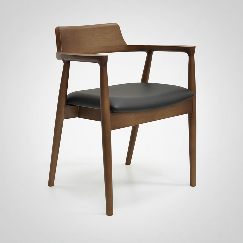 Luma : Dining Chair Walnut Ash Frame with Black Pu Seat
