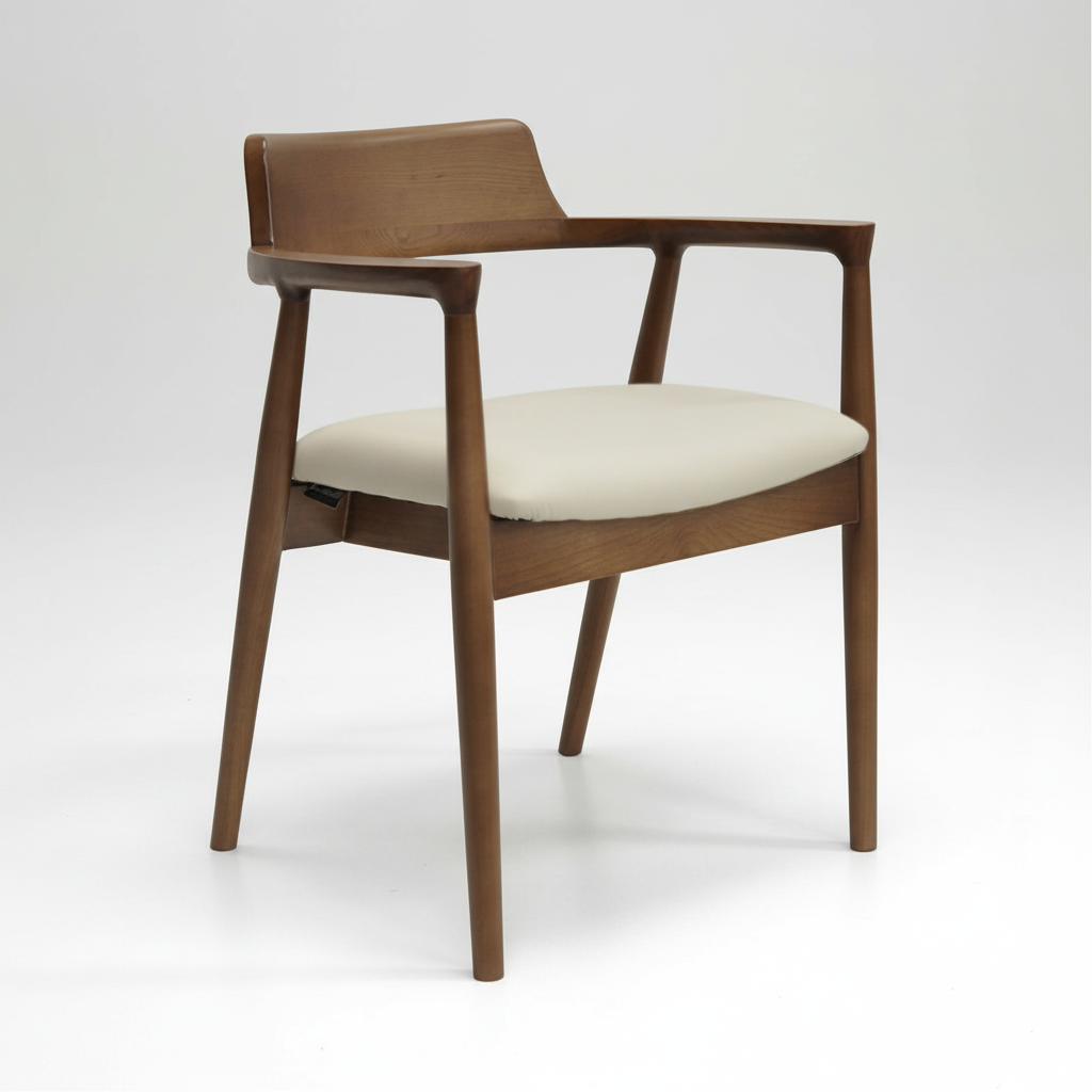 Luma : Dining Chair Walnut Ash Frame with Taupe Pu Seat