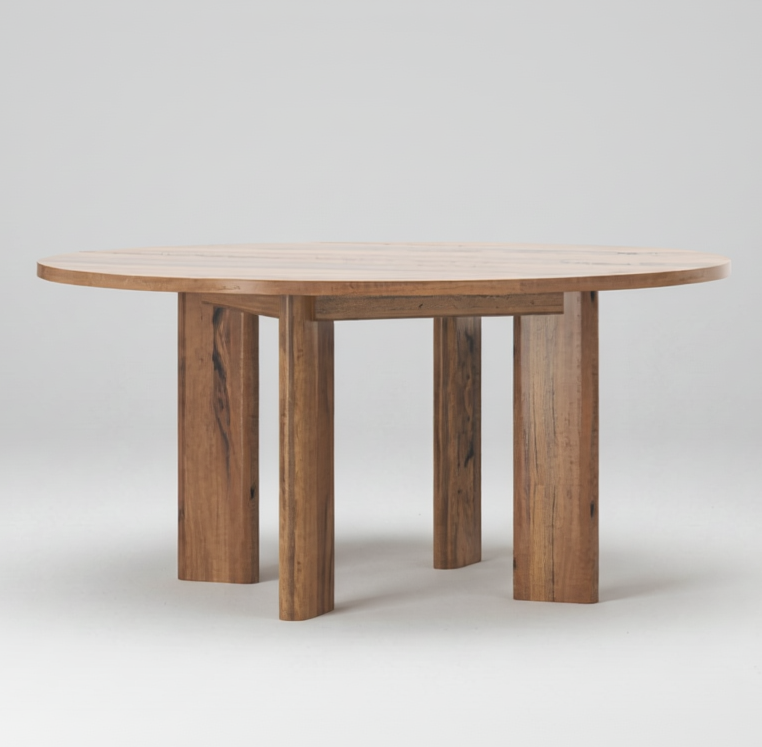 Wooden dining table with a white background